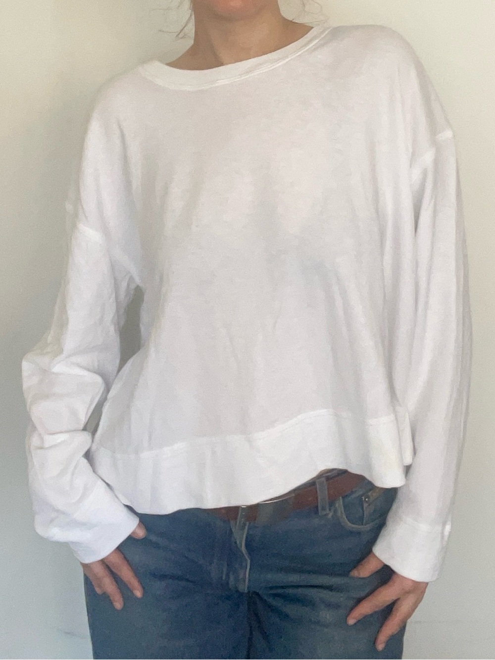James Perse White Relaxed Crewneck Sweatshirt